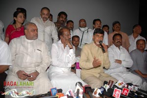 Rajinikanth, Chandrababu Naidu watched Shivaji Preview @ Prasad labs