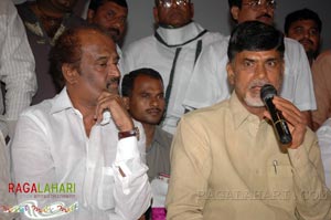 Rajinikanth, Chandrababu Naidu watched Shivaji Preview @ Prasad labs