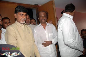 Rajinikanth, Chandrababu Naidu watched Shivaji Preview @ Prasad labs