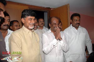 Rajinikanth, Chandrababu Naidu watched Shivaji Preview @ Prasad labs