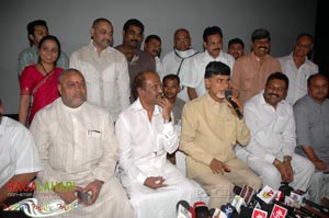 Rajinikanth, Chandrababu Naidu watched Shivaji Preview @ Prasad labs