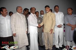 Rajinikanth, Chandrababu Naidu watched Shivaji Preview @ Prasad labs