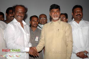 Rajinikanth, Chandrababu Naidu watched Shivaji Preview @ Prasad labs