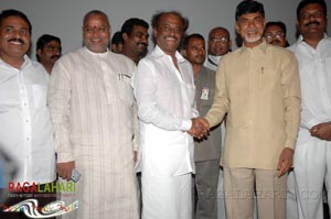 Rajinikanth, Chandrababu Naidu watched Shivaji Preview @ Prasad labs