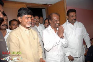 Rajinikanth, Chandrababu Naidu watched Shivaji Preview @ Prasad labs