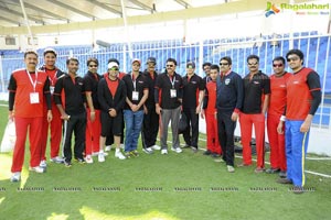CCL 2 Telugu Warriors Team at Sharjah Cricket Stadium, United Arab Emirates