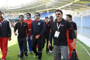 CCL 2 Telugu Warriors Team at Sharjah Cricket Stadium, United Arab Emirates