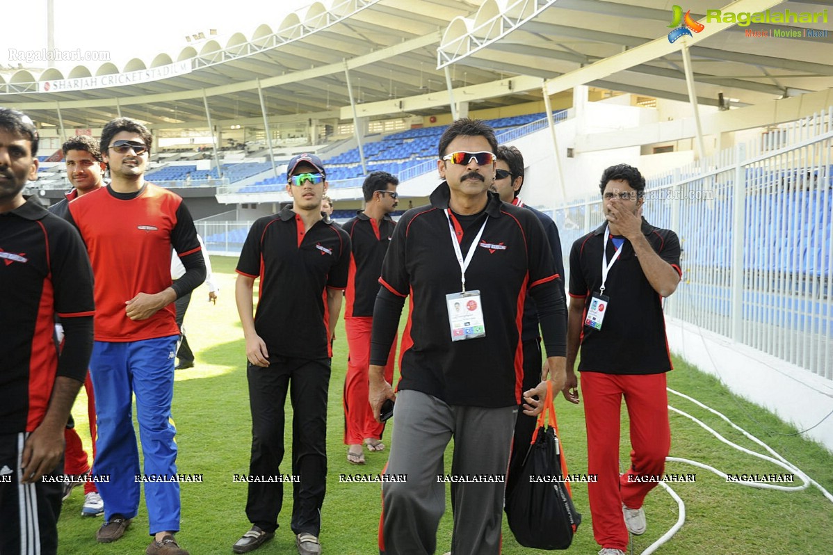 CCL 2 Telugu Warriors Team at Sharjah Cricket Stadium