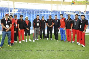 CCL 2 Telugu Warriors Team at Sharjah Cricket Stadium, United Arab Emirates