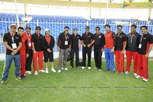 CCL 2 Telugu Warriors Team at Sharjah Cricket Stadium, United Arab Emirates