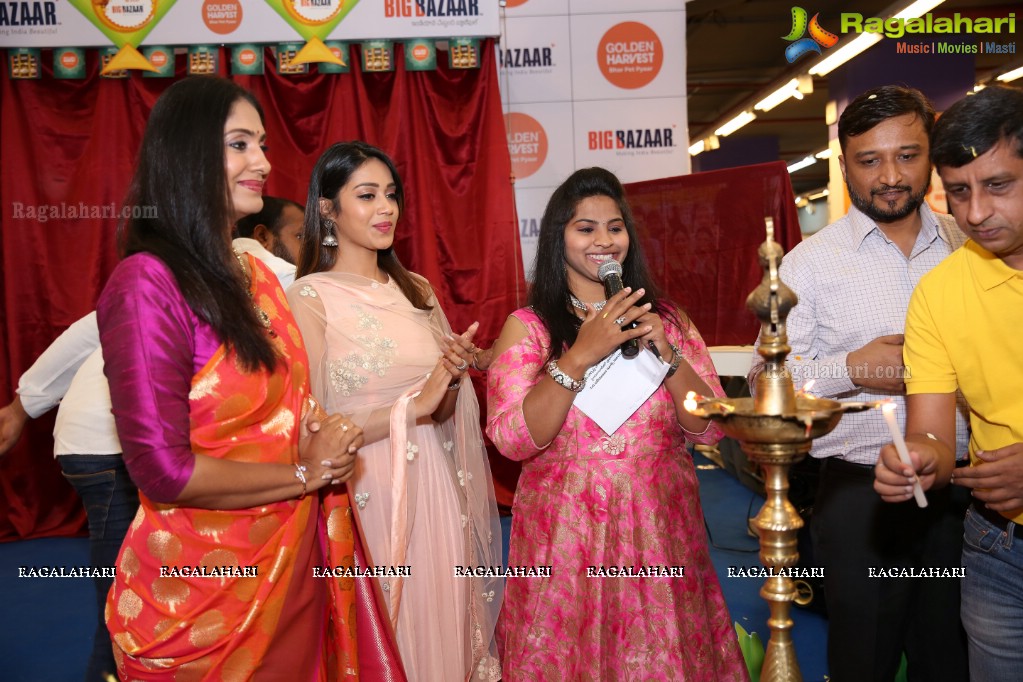 Launch of Golden Harvest Sona Masuri Rice at Big Bazaar by Anchor Jhansi and Miss India UAE Nivetha