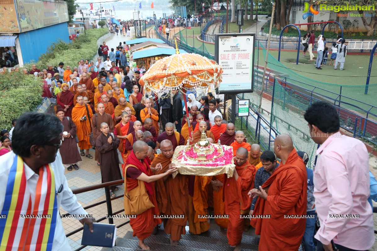 Procession Of Buddhist Monks & Followers From Hussain Sagar Lake To Mahendra Hills, Secunderabad