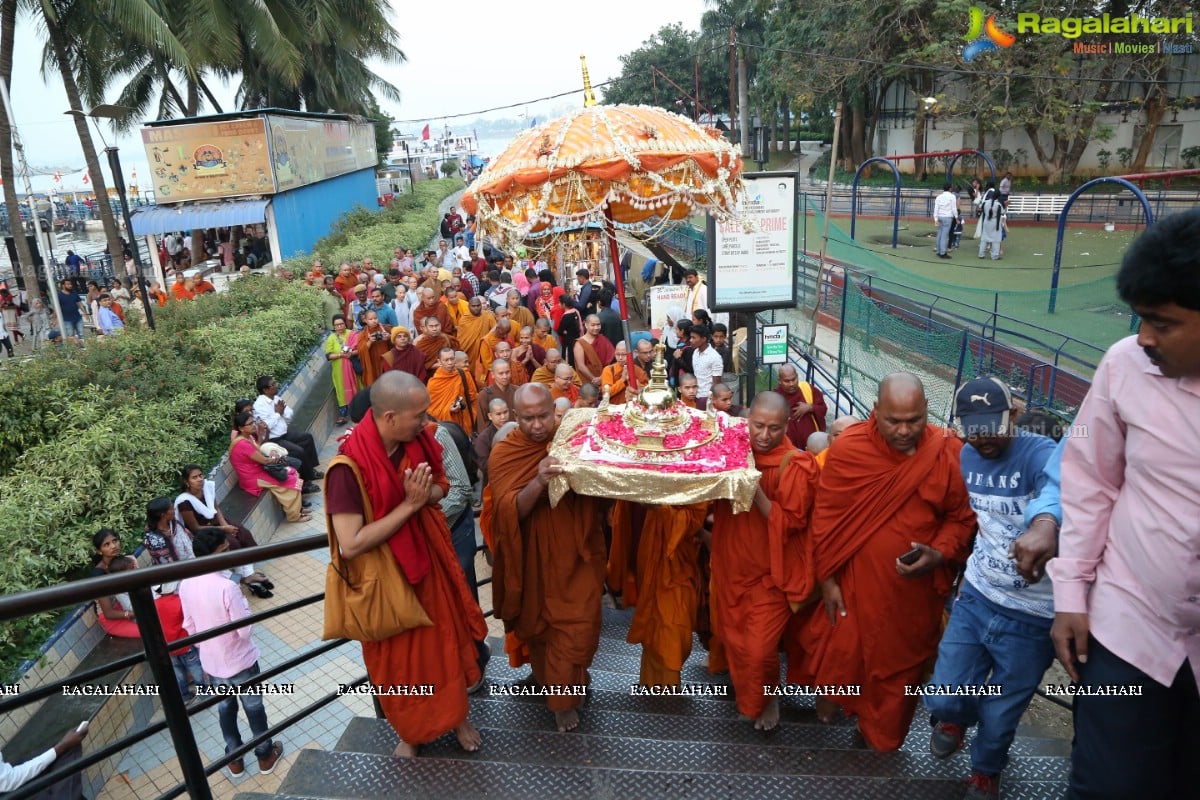 Procession Of Buddhist Monks & Followers From Hussain Sagar Lake To Mahendra Hills, Secunderabad