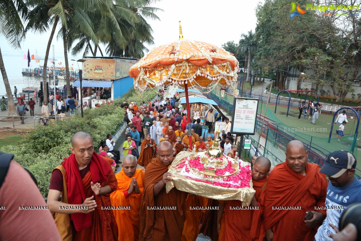 Procession Of Buddhist Monks & Followers From Hussain Sagar Lake To Mahendra Hills, Secunderabad