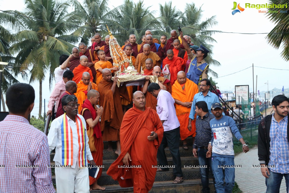 Procession Of Buddhist Monks & Followers From Hussain Sagar Lake To Mahendra Hills, Secunderabad