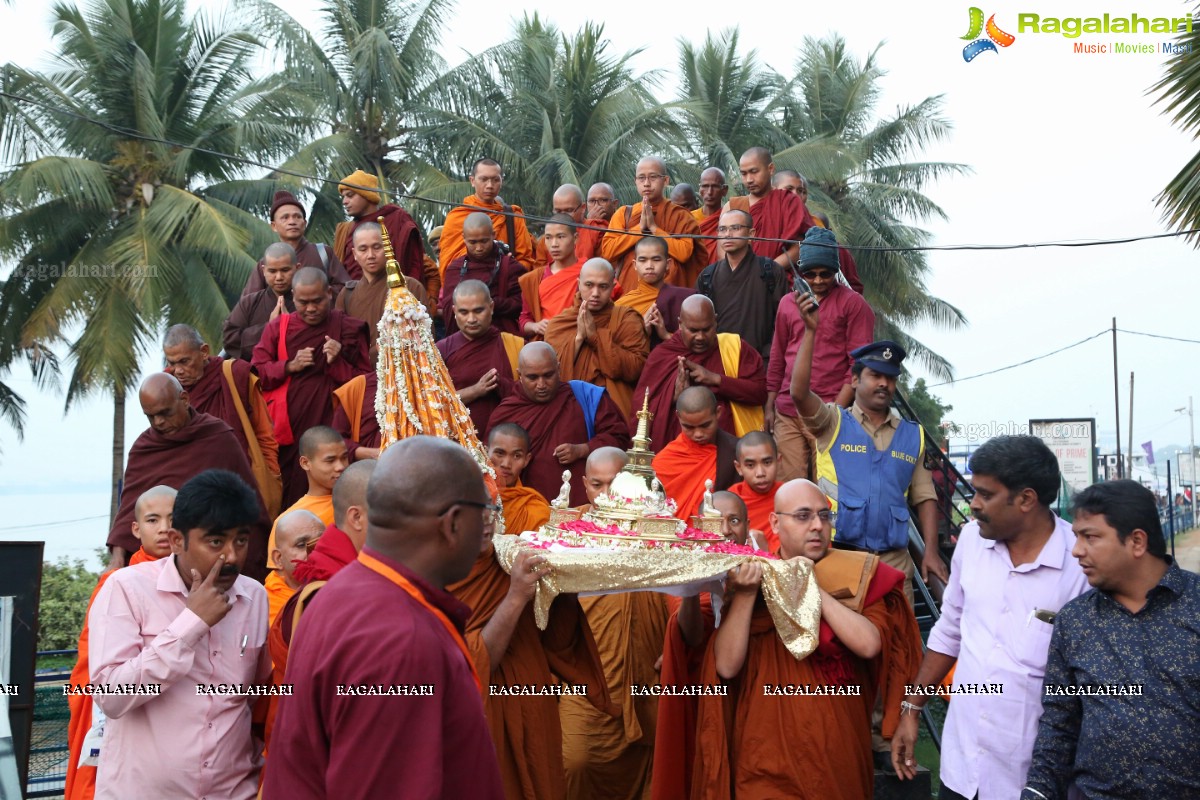 Procession Of Buddhist Monks & Followers From Hussain Sagar Lake To Mahendra Hills, Secunderabad