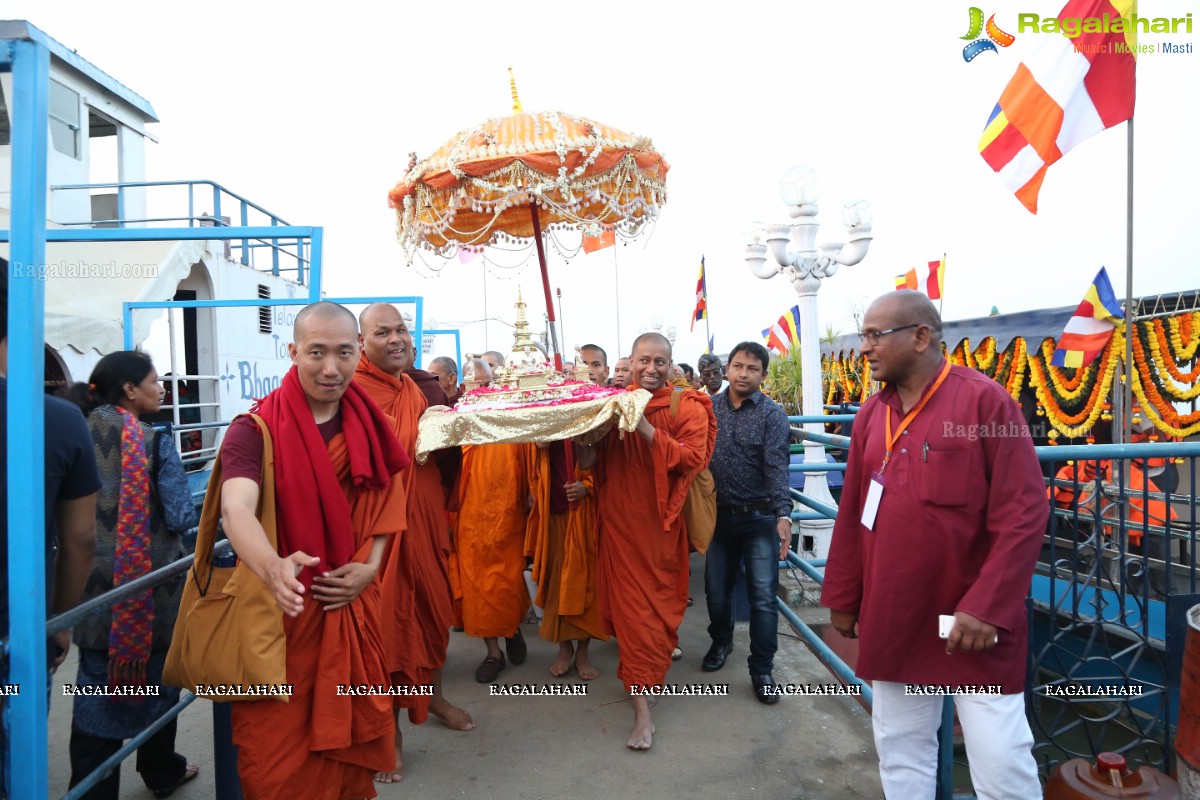 Procession Of Buddhist Monks & Followers From Hussain Sagar Lake To Mahendra Hills, Secunderabad