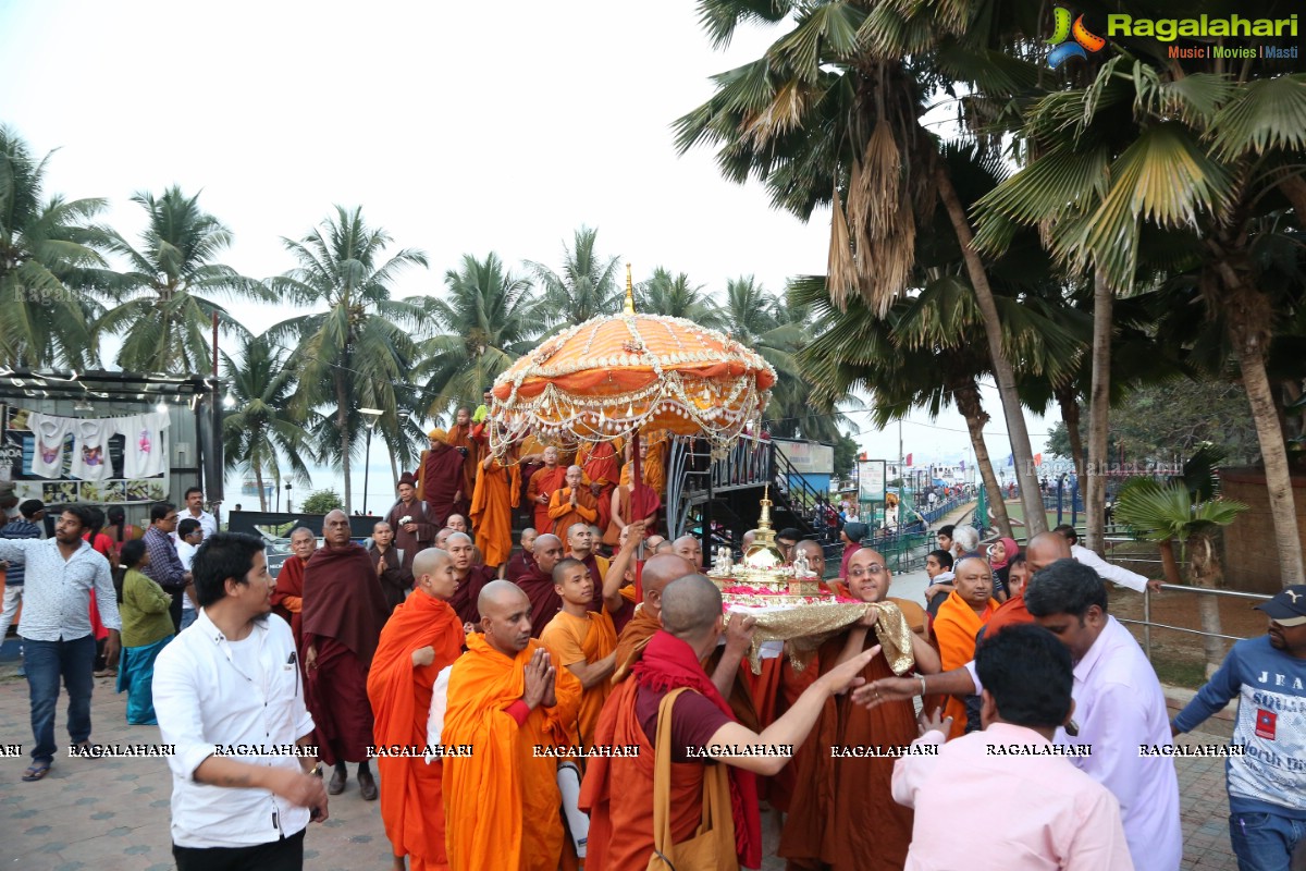 Procession Of Buddhist Monks & Followers From Hussain Sagar Lake To Mahendra Hills, Secunderabad