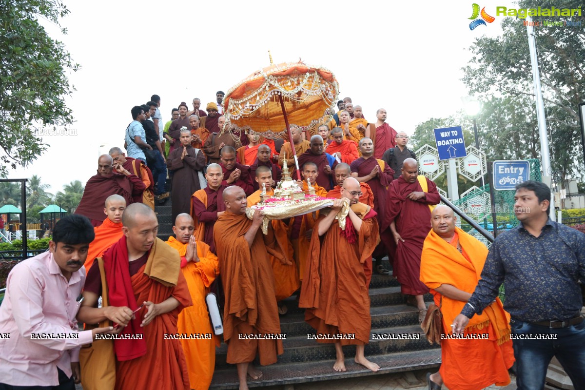 Procession Of Buddhist Monks & Followers From Hussain Sagar Lake To Mahendra Hills, Secunderabad