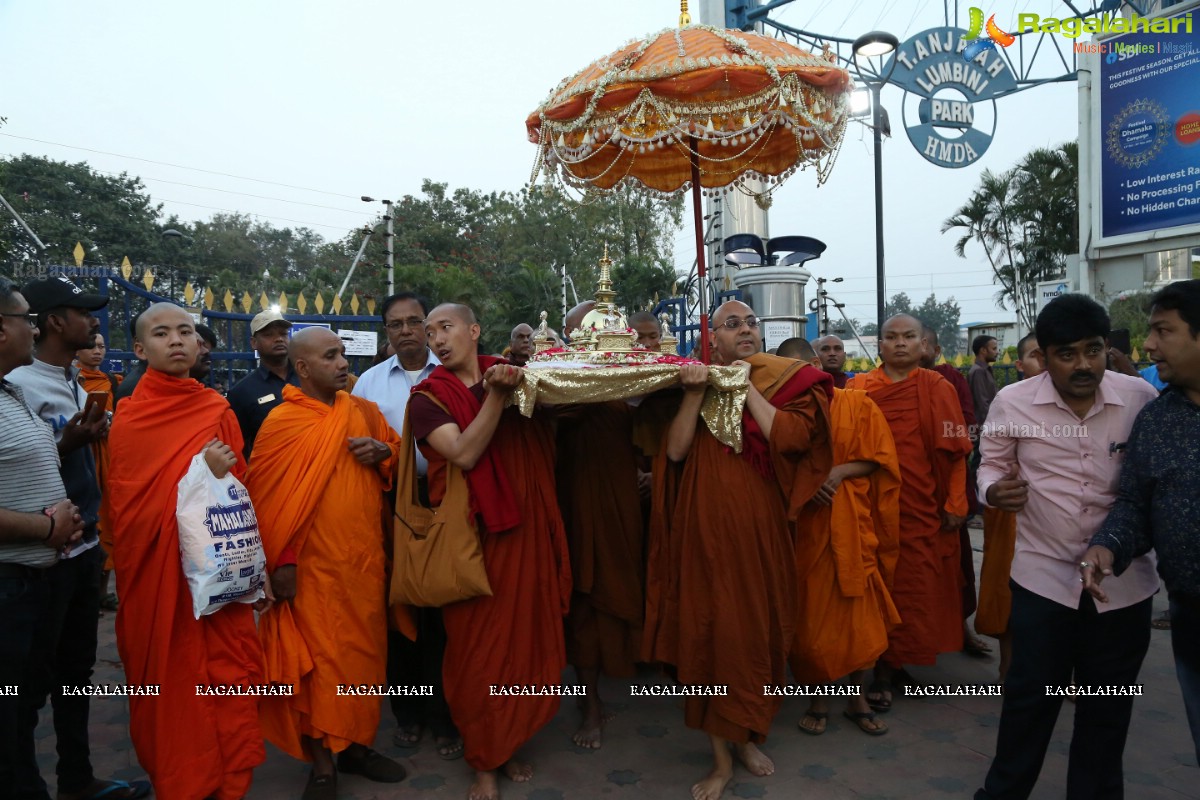 Procession Of Buddhist Monks & Followers From Hussain Sagar Lake To Mahendra Hills, Secunderabad