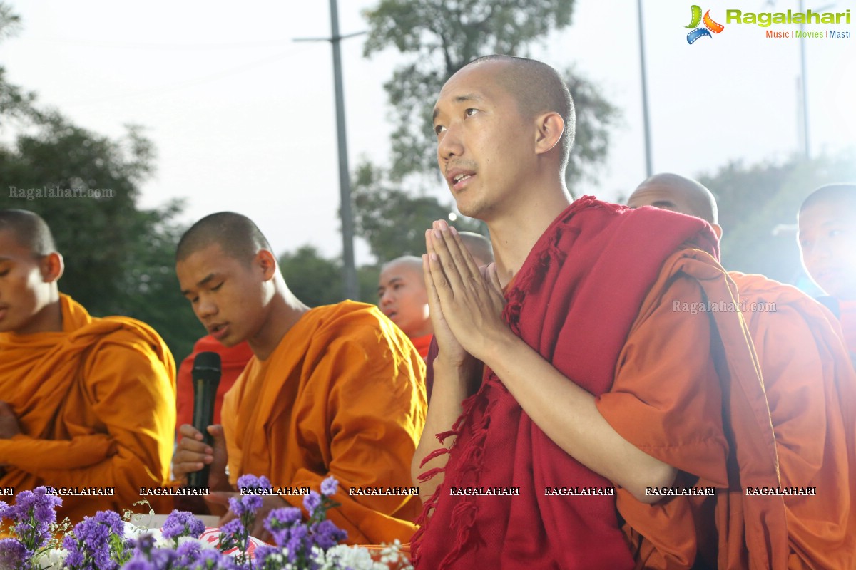 Procession Of Buddhist Monks & Followers From Hussain Sagar Lake To Mahendra Hills, Secunderabad