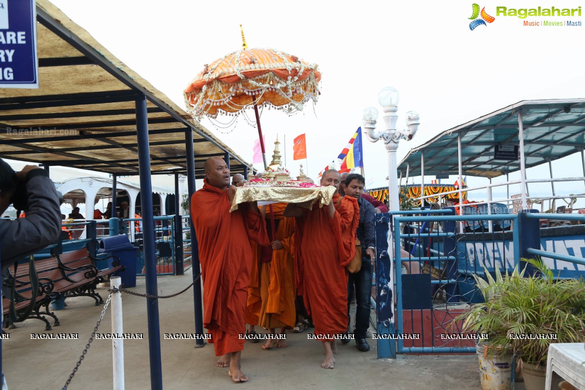 Procession Of Buddhist Monks & Followers From Hussain Sagar Lake To Mahendra Hills, Secunderabad