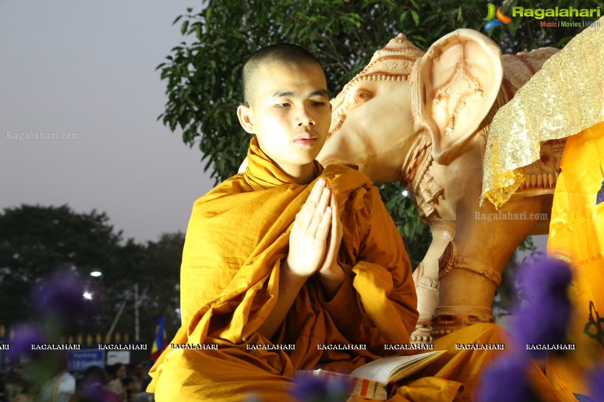 Procession Of Buddhist Monks & Followers From Hussain Sagar Lake To Mahendra Hills, Secunderabad