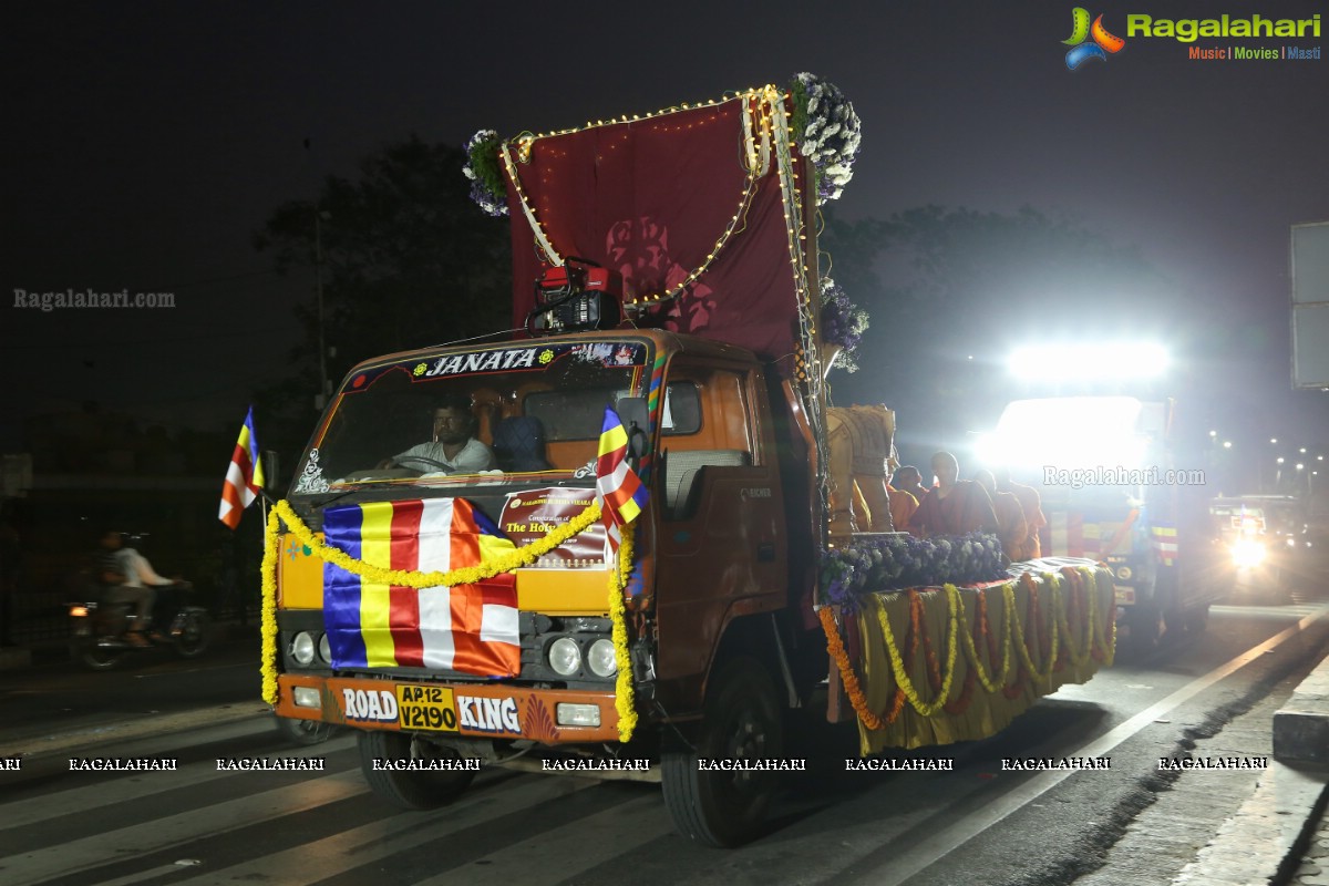 Procession Of Buddhist Monks & Followers From Hussain Sagar Lake To Mahendra Hills, Secunderabad