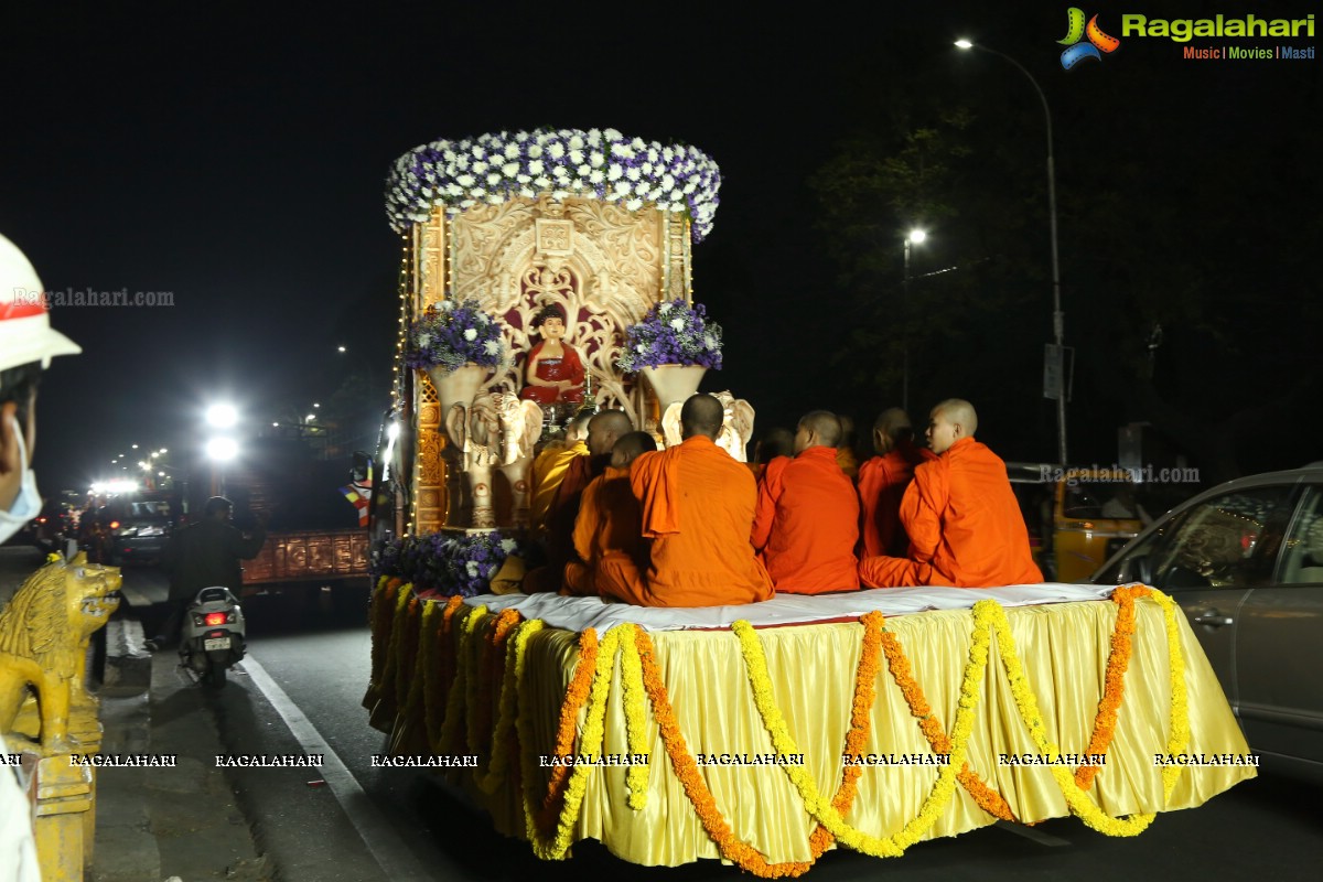 Procession Of Buddhist Monks & Followers From Hussain Sagar Lake To Mahendra Hills, Secunderabad