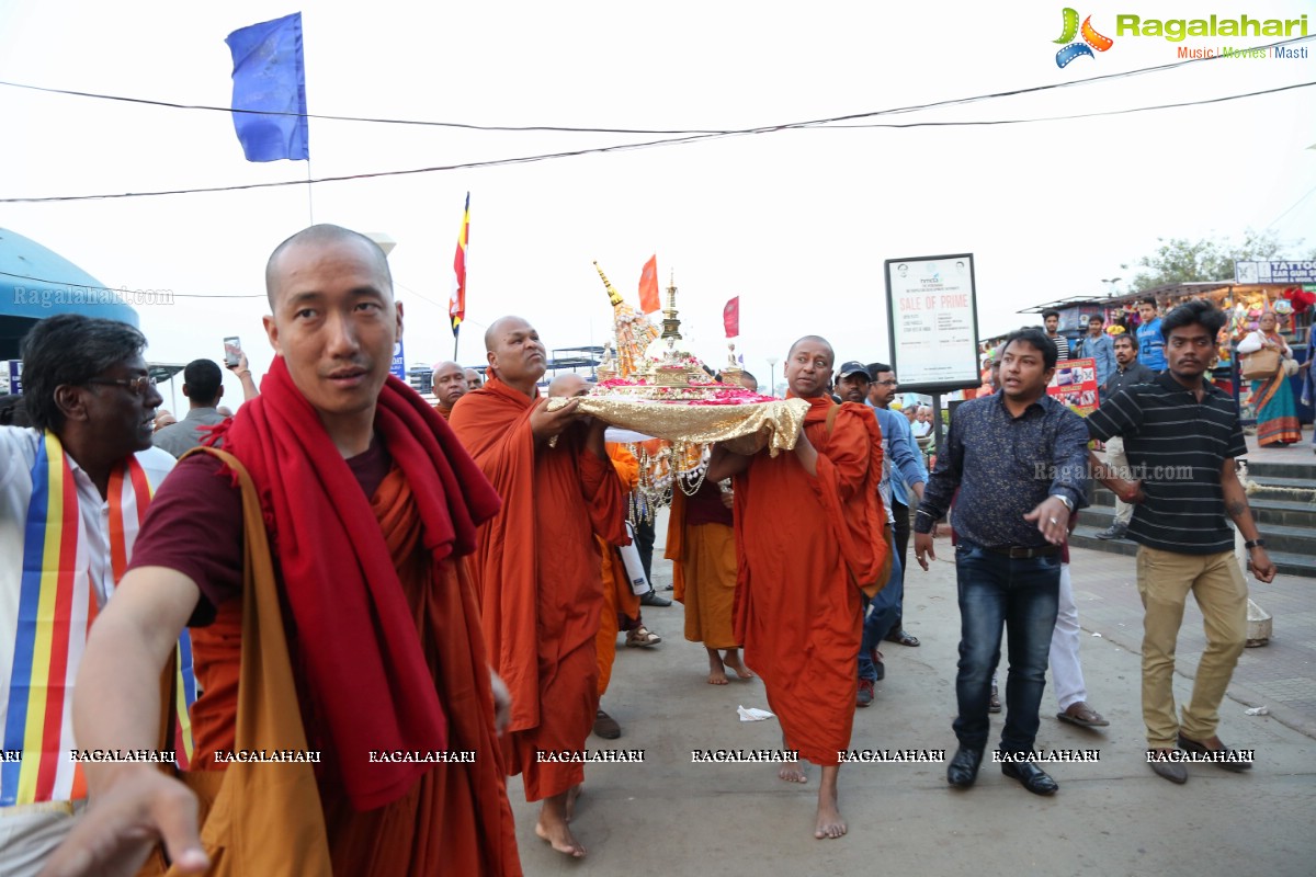 Procession Of Buddhist Monks & Followers From Hussain Sagar Lake To Mahendra Hills, Secunderabad