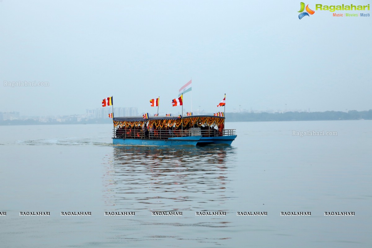 Procession Of Buddhist Monks & Followers From Hussain Sagar Lake To Mahendra Hills, Secunderabad