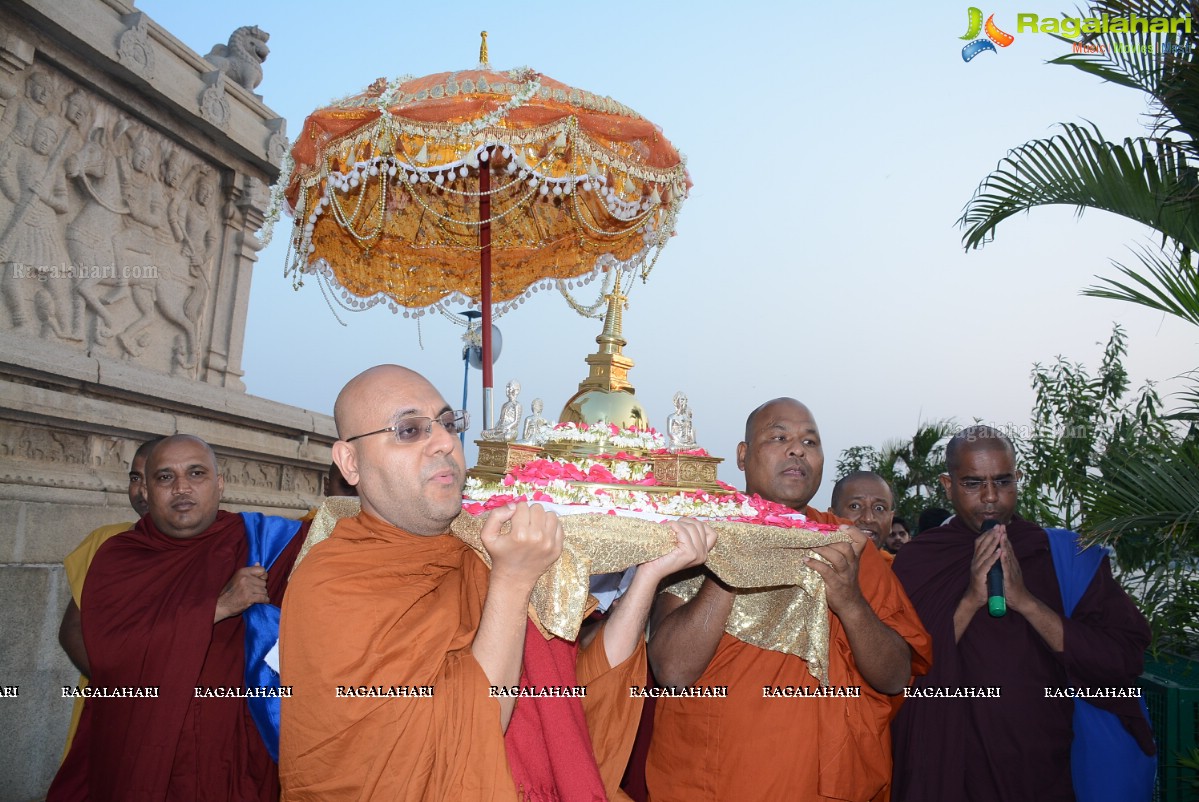 Procession Of Buddhist Monks & Followers From Hussain Sagar Lake To Mahendra Hills, Secunderabad