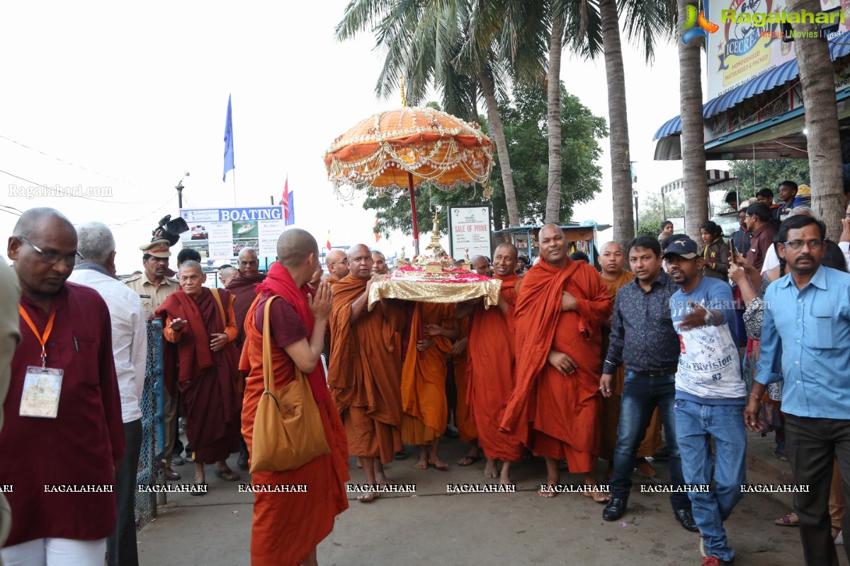 Procession Of Buddhist Monks & Followers From Hussain Sagar Lake To Mahendra Hills, Secunderabad