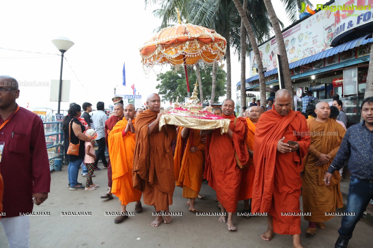 Procession Of Buddhist Monks & Followers From Hussain Sagar Lake To Mahendra Hills, Secunderabad