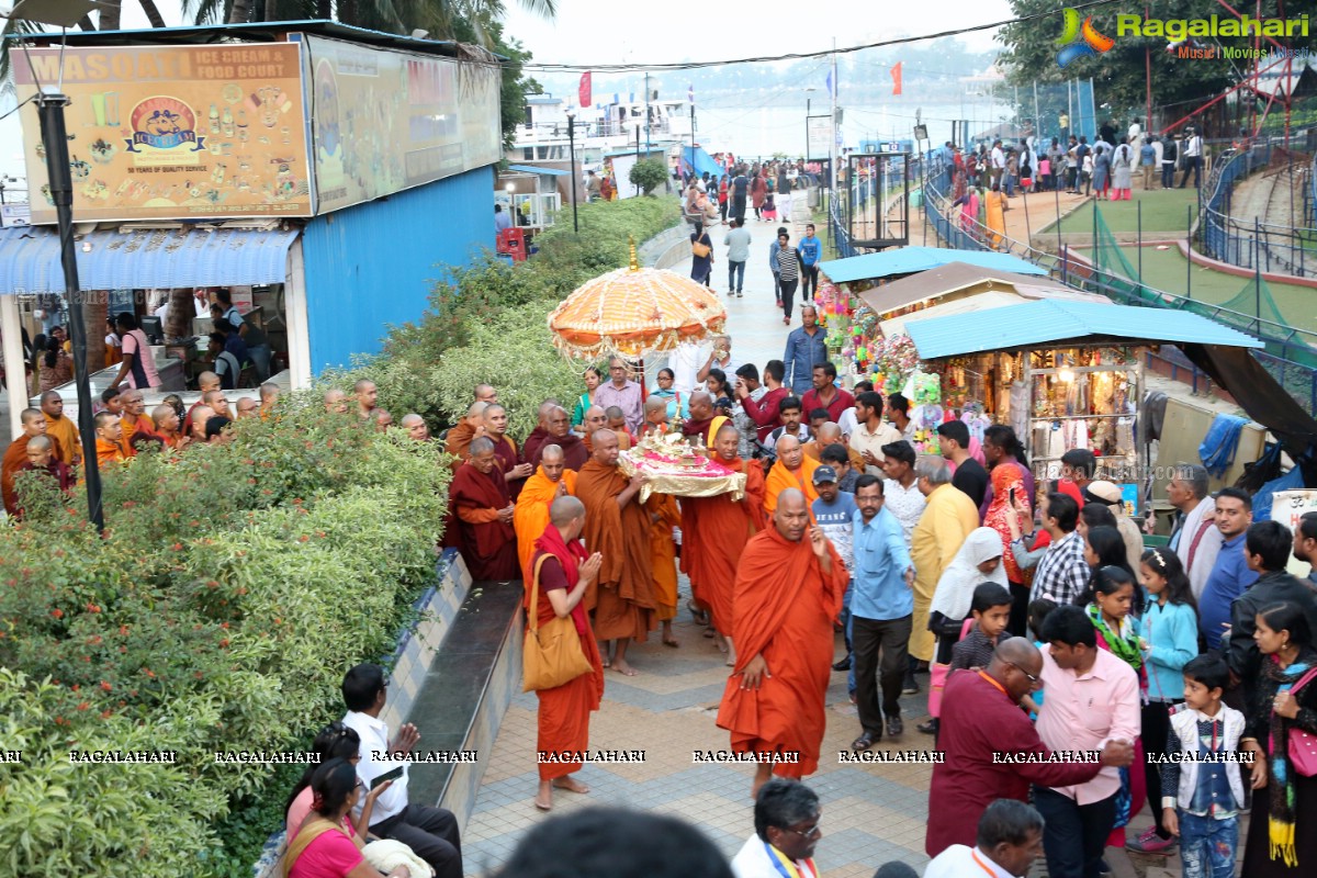 Procession Of Buddhist Monks & Followers From Hussain Sagar Lake To Mahendra Hills, Secunderabad