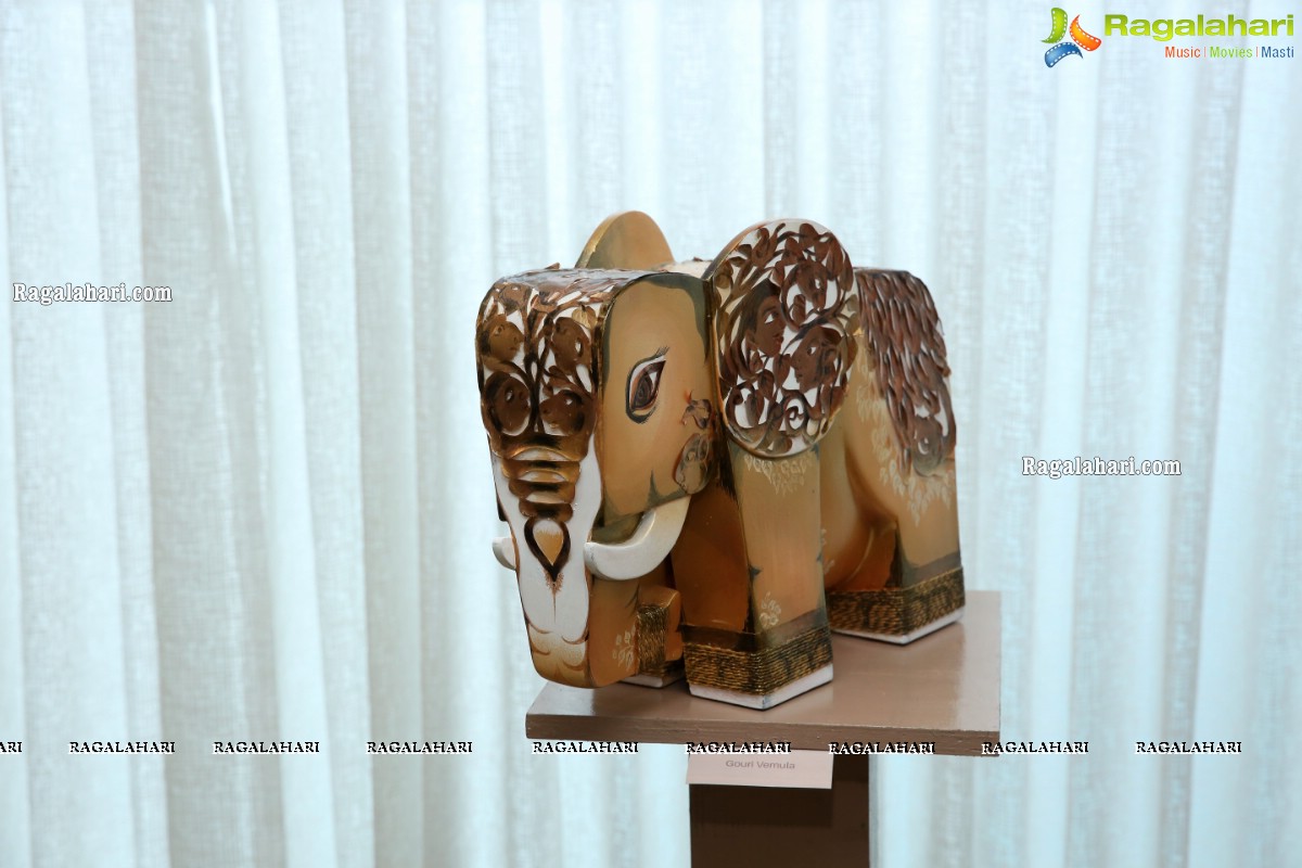 Gaja, An exhibition of painted Elephant Sculptures at Bangur House, Hyderabad