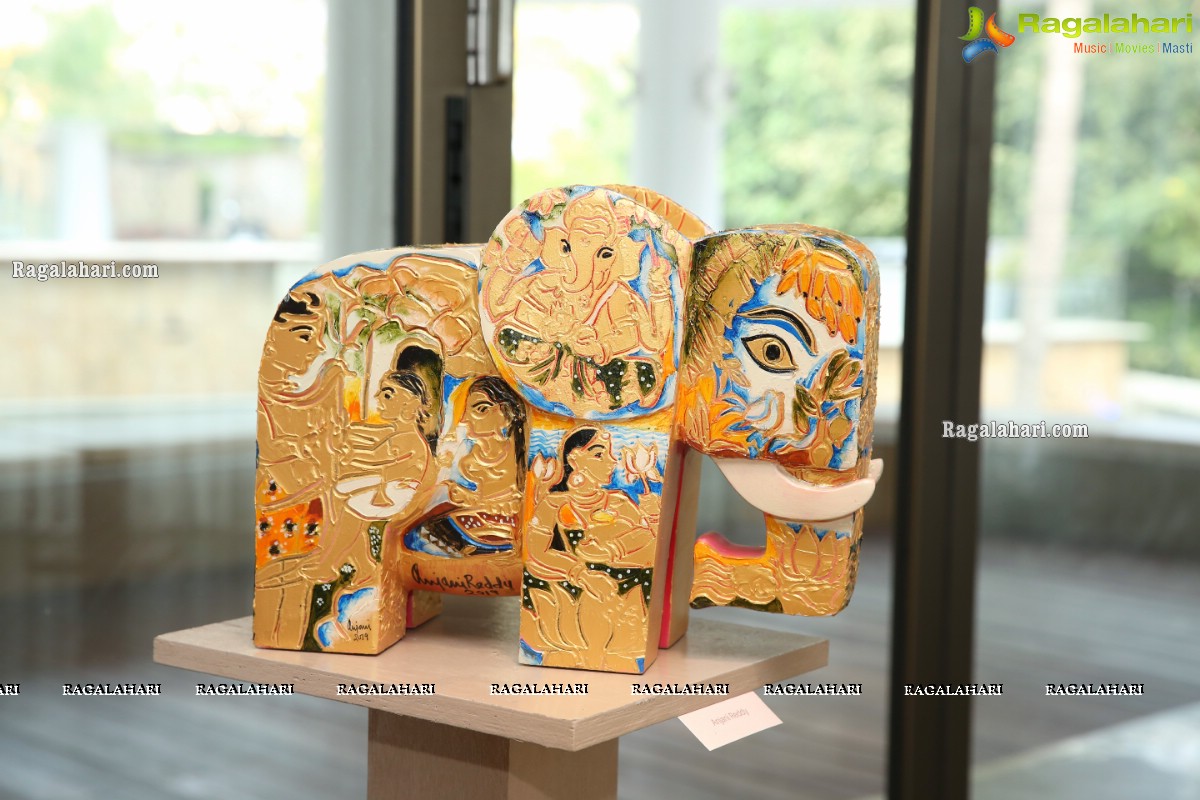 Gaja, An exhibition of painted Elephant Sculptures at Bangur House, Hyderabad