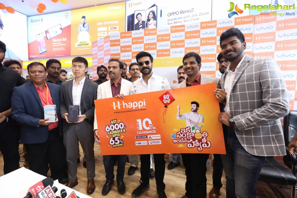 Happi Mobiles Grand Launch of 60th Store by Mega Power Star Ram Charan at Vijayawada