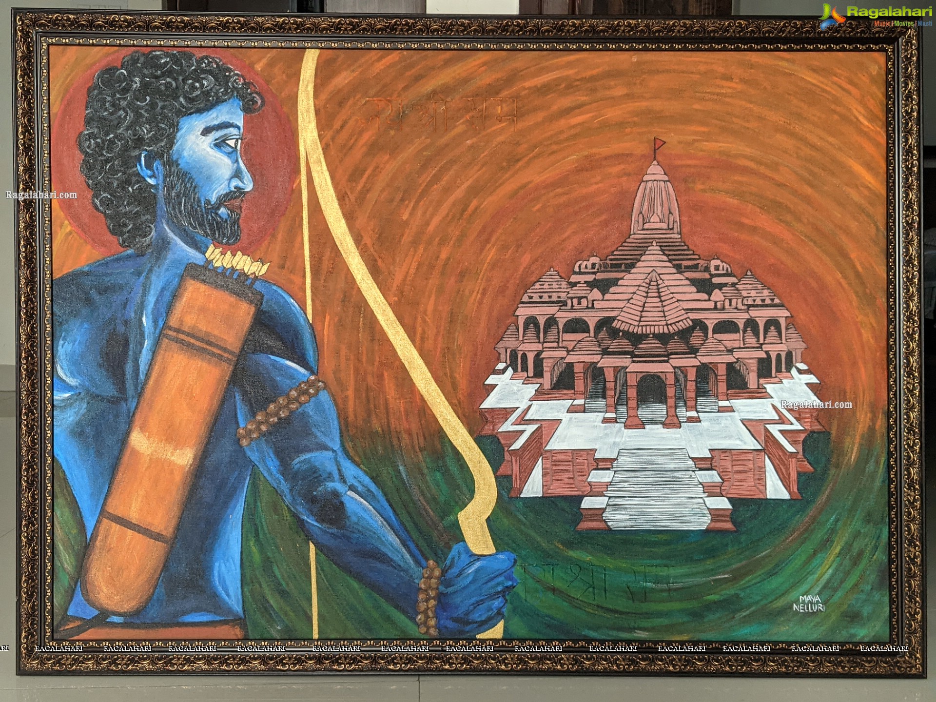 Ram Mandir Painting by Maya Nelluri - Unveiling by Sri Sudhir Ji