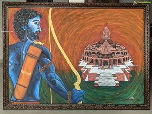 Ram Mandir Painting by Maya Nelluri 