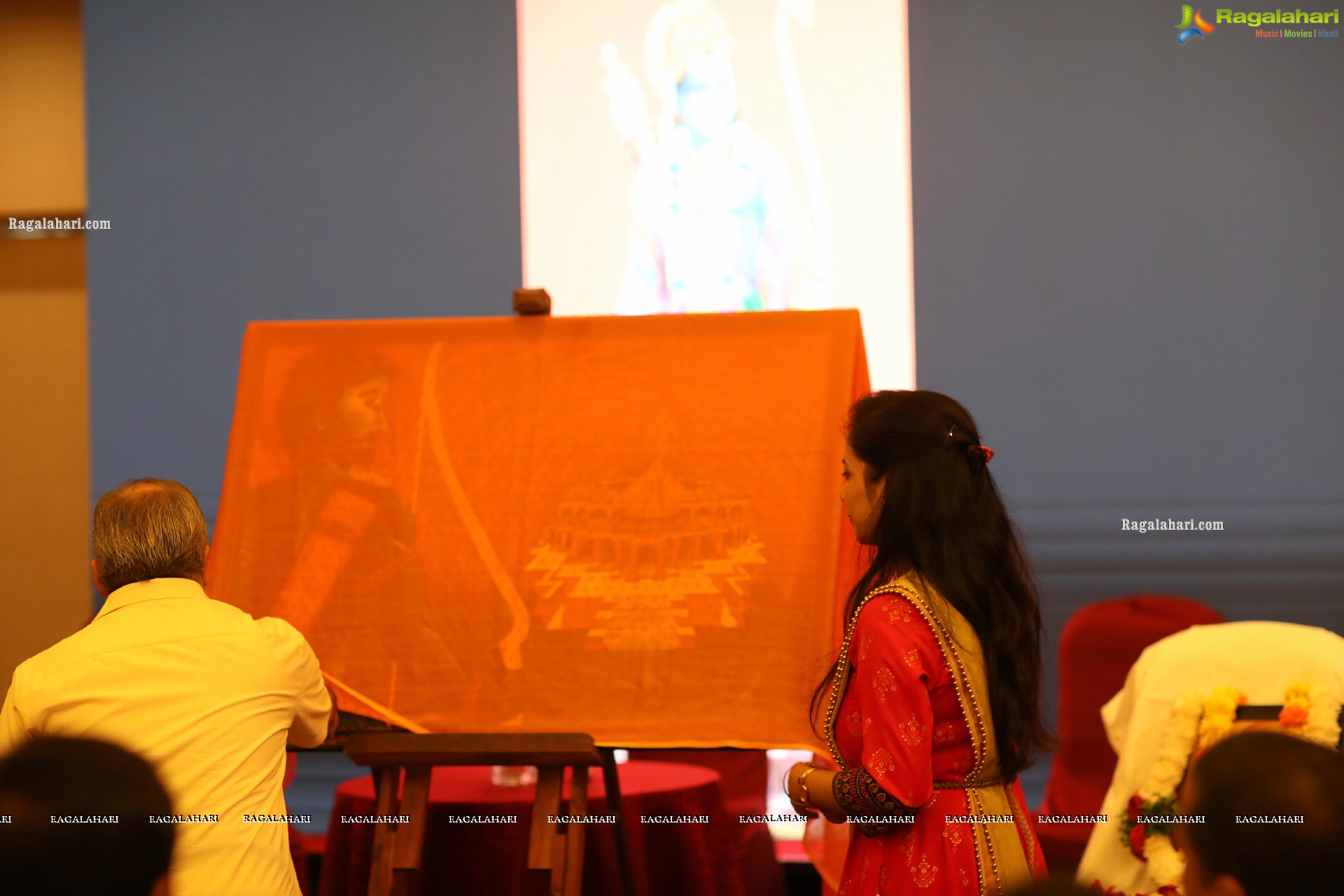 Ram Mandir Painting by Maya Nelluri - Unveiling by Sri Sudhir Ji