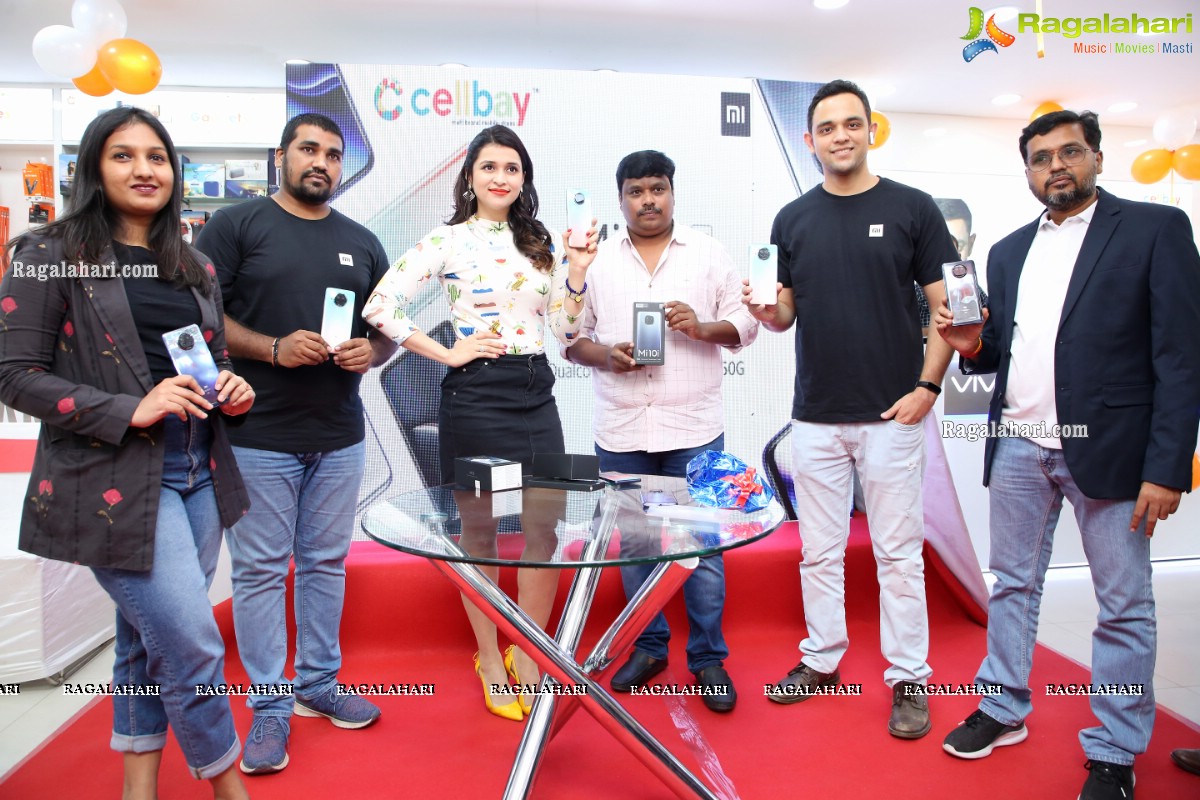 Xiaomi Mi 10i New Mobile Launch in Hyderabad by Mannara Chopra at Cellbay Store, Gachibowli