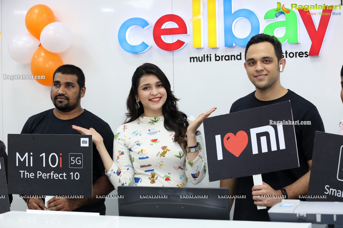 Xiaomi Mi 10i New Mobile Launch in Hyderabad by Mannara Chopra at Cellbay Store, Gachibowli