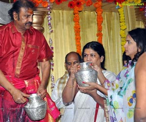 Mohan Babu Guru Purnima Special Pooja with his grand daughters Ariaana and Viviana