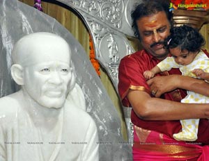 Mohan Babu Guru Purnima Special Pooja with his grand daughters Ariaana and Viviana