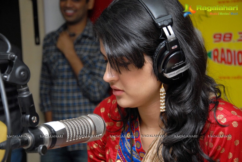 Manchu Manoj and Deeksha Seth at Radio Mirchi Studios, Hyderabad