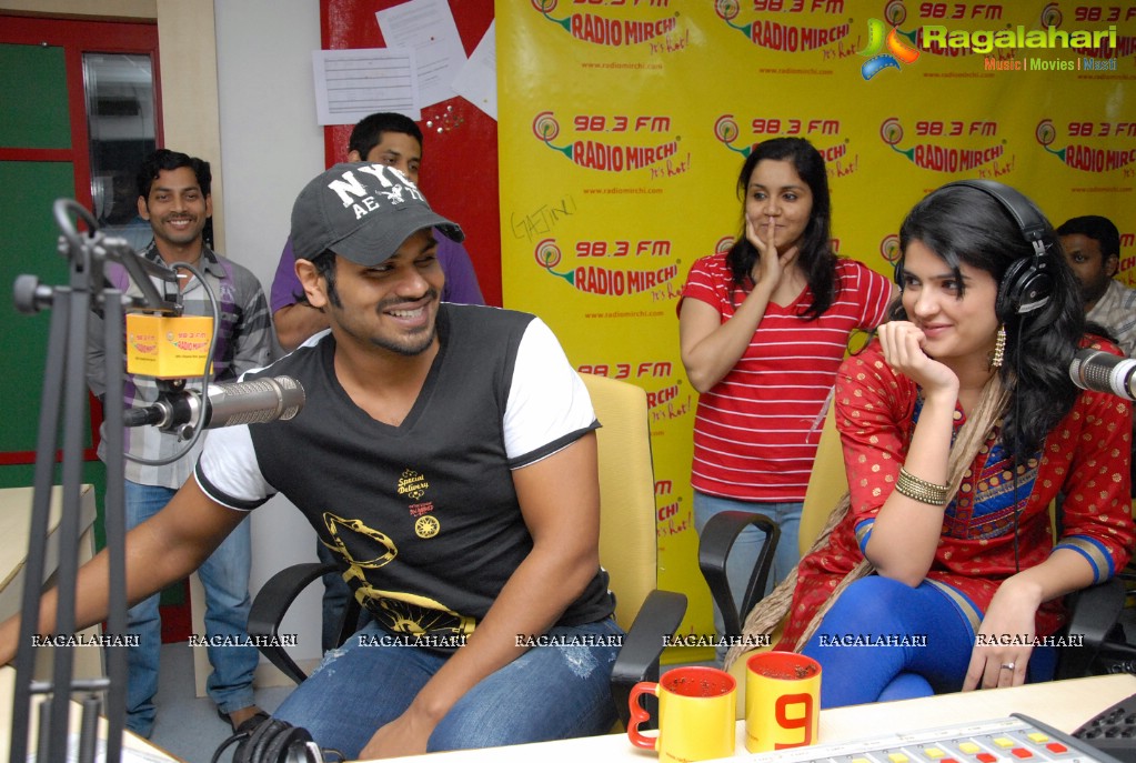 Manchu Manoj and Deeksha Seth at Radio Mirchi Studios, Hyderabad