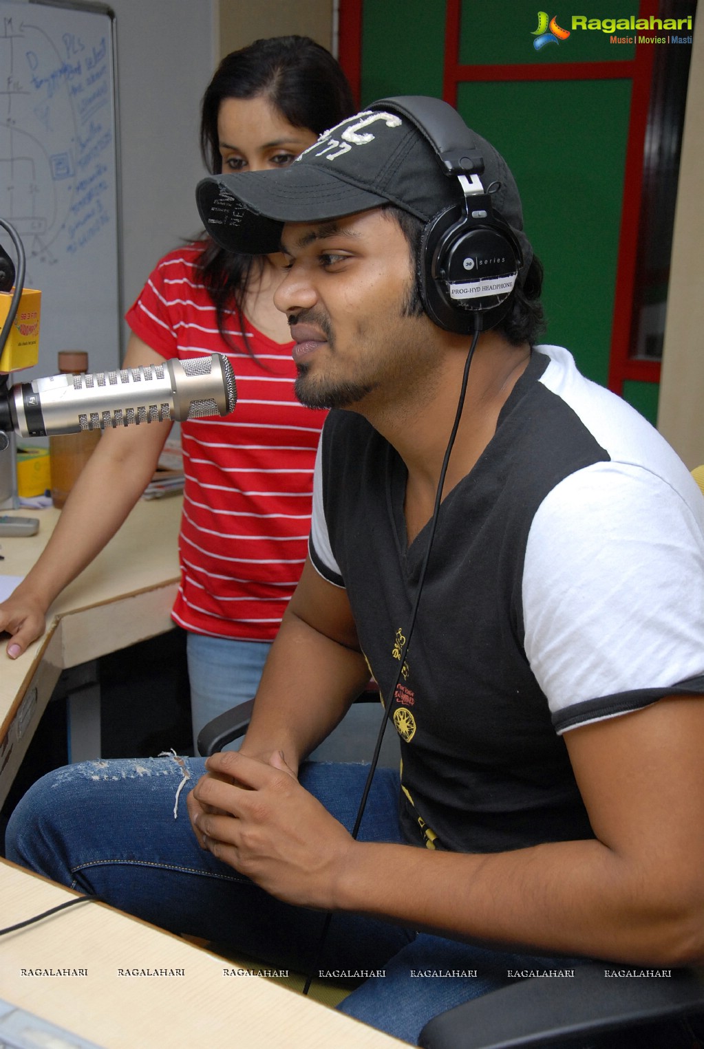 Manchu Manoj and Deeksha Seth at Radio Mirchi Studios, Hyderabad