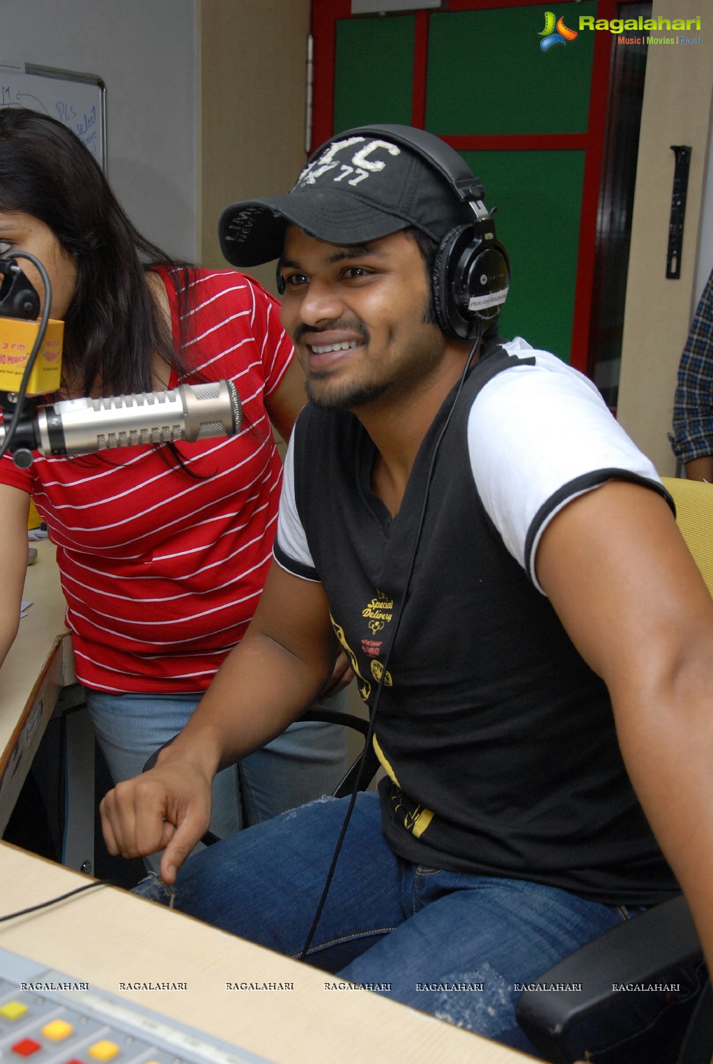 Manchu Manoj and Deeksha Seth at Radio Mirchi Studios, Hyderabad