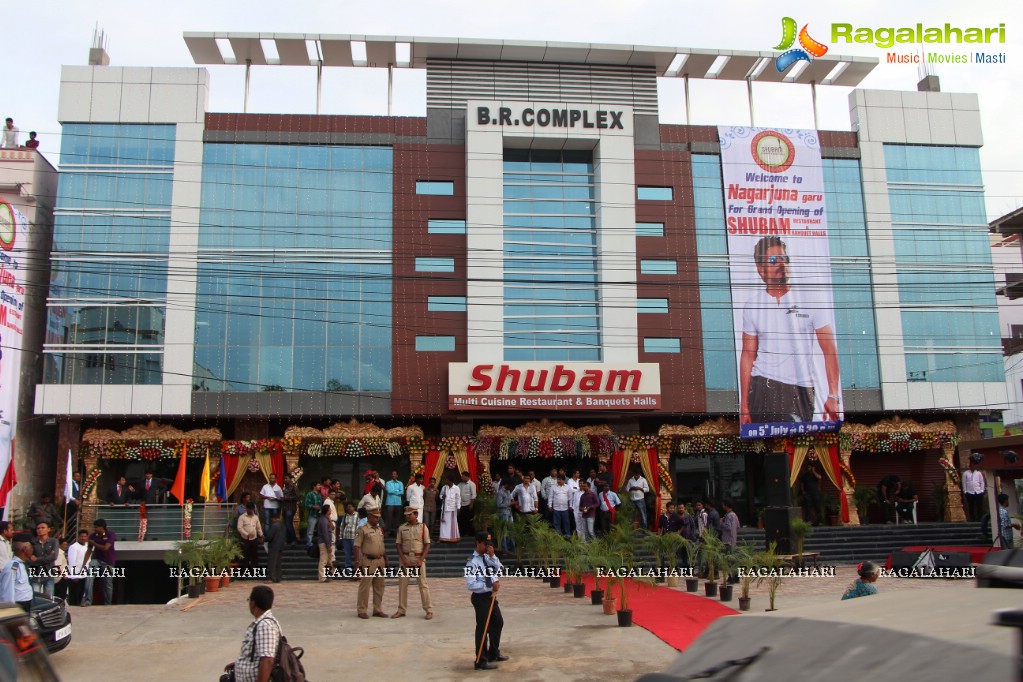 Nagarjuna inaugurates Shubam Multi Cuisine Restaurant at Karmanghat, Hyderabad